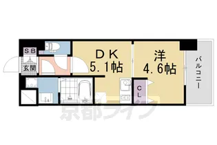京都府京都市南区東九条西河辺町【マンション】の間取り