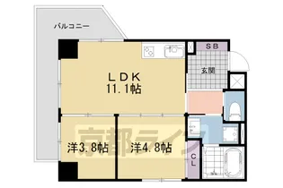 京都府京都市山科区東野舞台町【マンション】の間取り