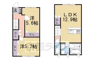 京都府京都市伏見区舞台町【テラスハウス】の間取り