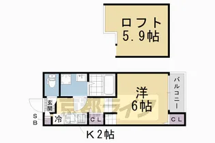 ハーモニーテラス淀木津町 (ハーモニーテラス淀木津町B)【102号室】の間取り