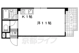 京都府京都市山科区勧修寺西金ケ崎【マンション】の間取り