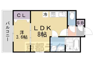 ルシェリア山科【202号室】の間取り