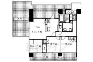 京都府京都市山科区上野御所ノ内町【マンション】の間取り
