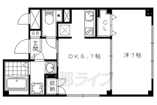 ハラタテハイツ御陵【101号室】の間取り