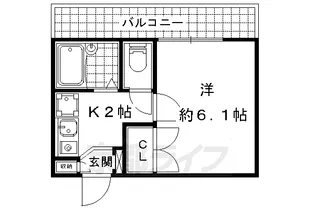 京都府京都市山科区勧修寺下ノ茶屋町【アパート】の間取り