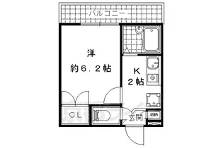 京都府京都市山科区勧修寺下ノ茶屋町【アパート】の間取り