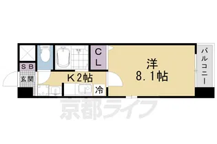 エスタシオンデ山科三品【4階】の間取り