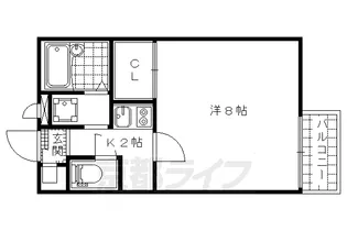 京都府京都市山科区椥辻西潰【アパート】の間取り
