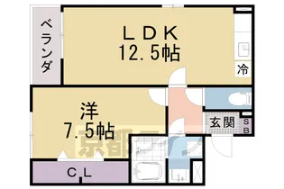 1LDKの間取り画像