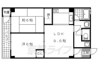 京都府京都市山科区椥辻東浦町【マンション】の間取り