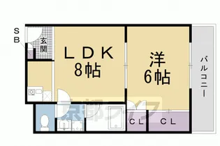 バウスクロス龍安寺【1階】の間取り
