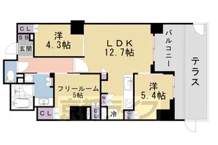 ジオ山科椥辻ノース【1階号室】の間取り