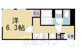 ミヤヴィ御所西【301号室】の間取り