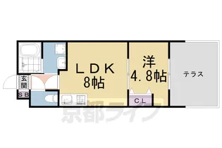 A−mon西院MANJUJI【104号室】の間取り