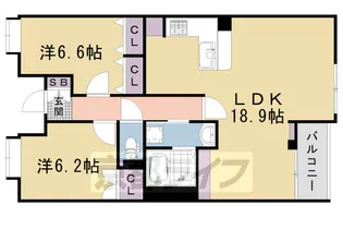 京都府京都市右京区西院南高田町【マンション】の間取り
