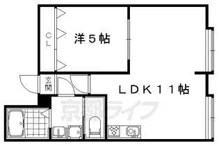 エスターテ太秦広隆寺【103号室】の間取り