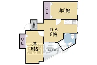 グランタック東山二条【302号室】の間取り