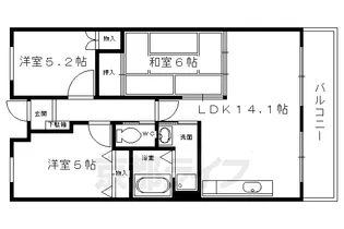ヴィーブル岩倉【103号室】の間取り