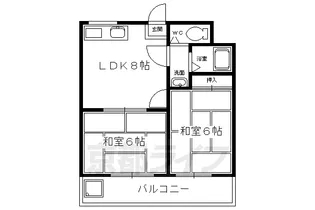 コーポ京洛【206号室】の間取り