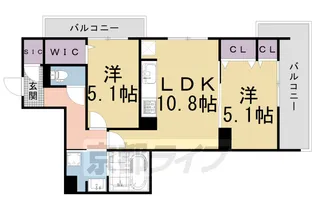 WISTERIA西大路五条【201号室】の間取り