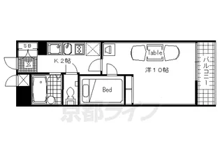 レオパレスアクエリアス西院【1階】の間取り