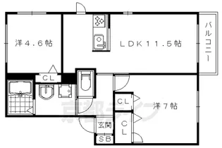 ラフィーネ 葛野【202号室】の間取り