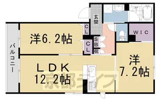 ブルージュ京都二条【202号室】の間取り