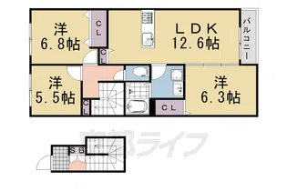 ベレオ桂【210号室】の間取り