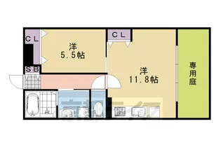 ボヌール桂【103号室】の間取り