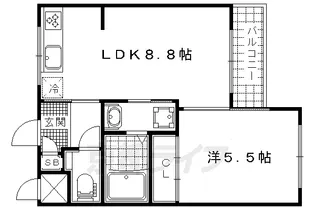 京都府京都市山科区椥辻封シ川町【マンション】の間取り
