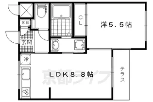 エリタージュ・椥辻【102号室】の間取り