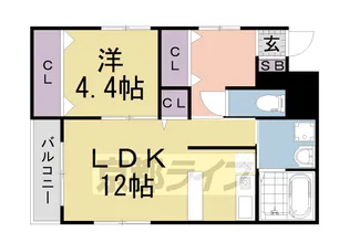スマートマンション夢ゾン大手筋【201号室】の間取り