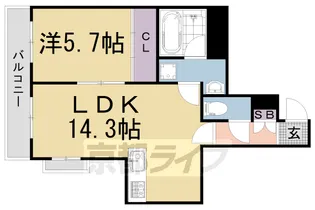 RAN−FUSHIMI【3-D号室】の間取り