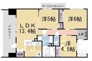 ユニハイム エクシア大津におの浜【6階】の間取り