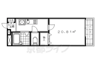 レオパレス伏見桃山【3階】の間取り