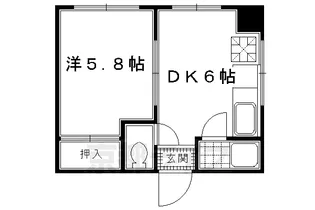 マンション聚楽【1B号室】の間取り