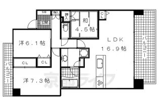 伽羅コート伏見【5階】の間取り