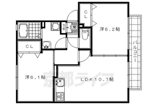 グランパス北山Ⅱ【102号室】の間取り