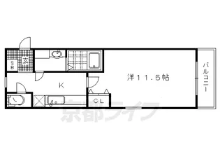 グランレブリー御所西【105号室】の間取り