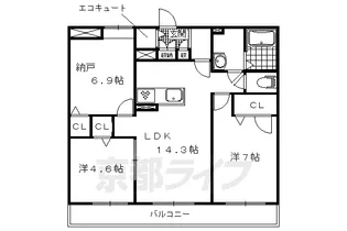 シルクメゾン弾正町【202号室】の間取り