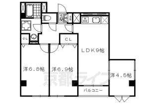 キャトル荒神【201号室】の間取り