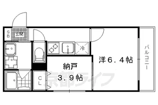ブランネージュ二条城北【303号室】の間取り