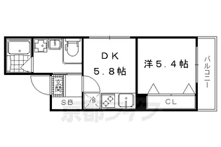 ブランネージュ二条城北【1階】の間取り