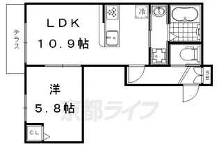 アイリス上賀茂【102号室】の間取り
