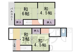 京都府京都市北区紫竹栗栖町【テラスハウス】の間取り