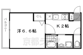 Appartamento御所東【202号室】の間取り