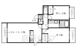 シャーメゾン白梅町【102号室】の間取り