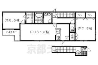 フェリス紫竹【201号室】の間取り