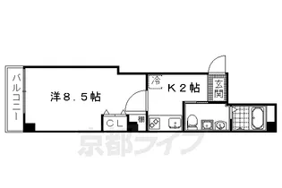 フラッティ西陣【2階】の間取り