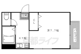 ラフィーネ一乗寺【205号室】の間取り